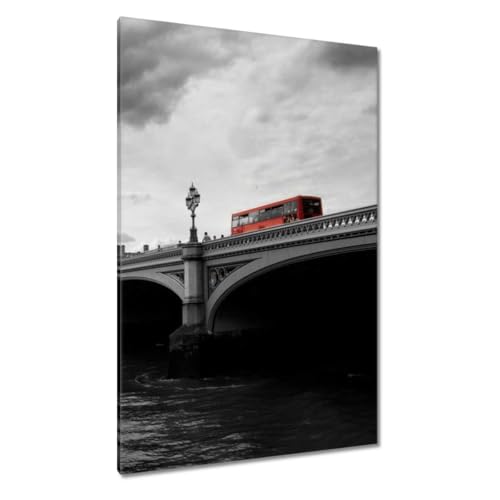 Peinture Big Ben et bus Londres toile 80x120 cm décoration murale salon