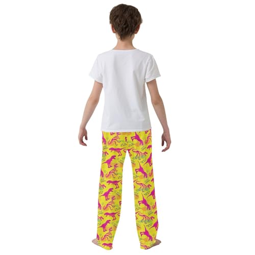 ZZXXB Pink Dinosaurs Boys Long Pants Soft Trousers Elastic Waist Kids Lounge Bottoms with Pockets S-XL3