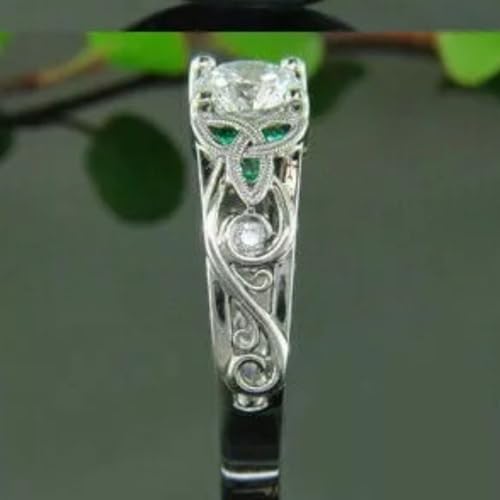 2 Ct Round Cut Diamond Art Deco Filigree Milgrain Trinity Celtic Knot Edwardian Womens Engagement Rings 14K White Gold Plated 925 Sterling Silver Handmade Customized Jewelry Gift For Her2