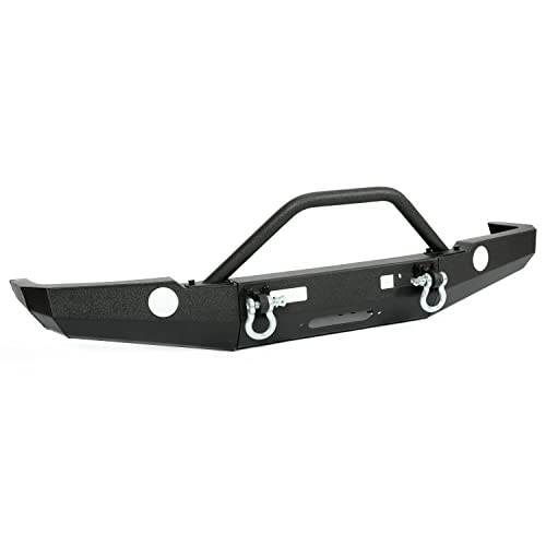 Kuafu BL1436 Off-Road Front Bumper Compatible With 1998-2004 Land Rover Discovery 2 W/Winch Mount & Bull Bar Black Powder Coated Steel thumb #3