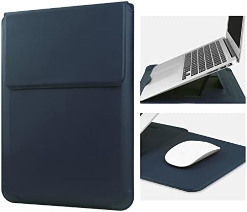HoYiXi 14 Inch Laptop Sleeve Case Leather Bag with Stand Compatible with MacBook Pro 14 2021/ASUS Vivobook 14/HP Pavilion X360/Lenovo IdeaPad 14/Dell Lenovo HP ASUS Acer HUAWEI Matebook 14'' PC, Black