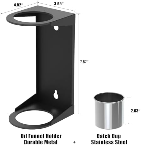 UNITEDPOWER Wall Mount Oil Funnel Holder, Organizer Storage Rack with Removable Collection Cup, Fluid Drain Caddy for Workshop, Shed, Garage, Home (Only Holder, No Funnel) — additional product view