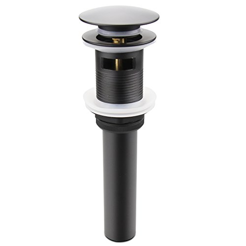 Bathroom Sink Pop Up Drain with Overflow, Large Cap, Matte Black