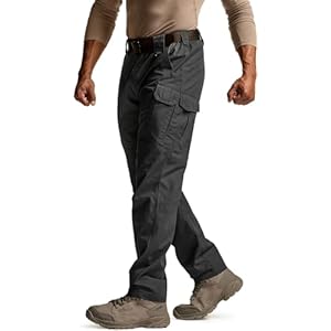 CQR Men’s Tactical Pants, Water Resistant Ripstop Cargo Pants, Lightweight EDC Work Hiking Pants, Outdoor Apparel