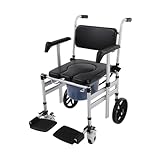 chaise percée à roulettes herdegen Conception réfléchie : le siège en éponge plus large et plus doux (largeur 45 cm) et le dossier permettent à l'utilisateur de s'asseoir plus confortablement et de profiter d'une excellente expérience de bain. La hauteur d'assise réglable (46-54 cm) et la hauteur totale (100-120 cm) peuvent correspondre à la hauteur de l'utilisateur ou à la hauteur des toilettes et améliorer le confort et la polyvalence.