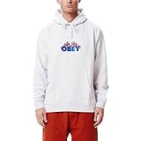  Obey Flames Hood - Sudadera con capucha para hombre, gris ceniza, XXL