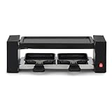 Onli ON1010N Raclette-Grill für 2 Personen – 400 W, abnehmbarer Grill, antihaftbeschichtete Platte, 23 x 10 cm, Grau