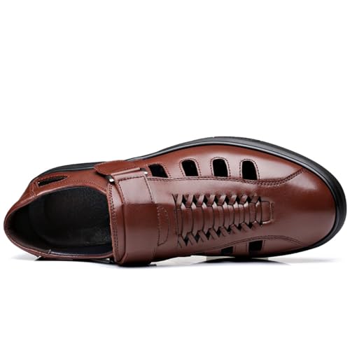 Veslexth Men's Sandals Causal Leather Shoes Outdoor Sport Lightweight Arch Support Walking Anti-Slip Loafers Brown by Veslexth - Used condition - Image 5