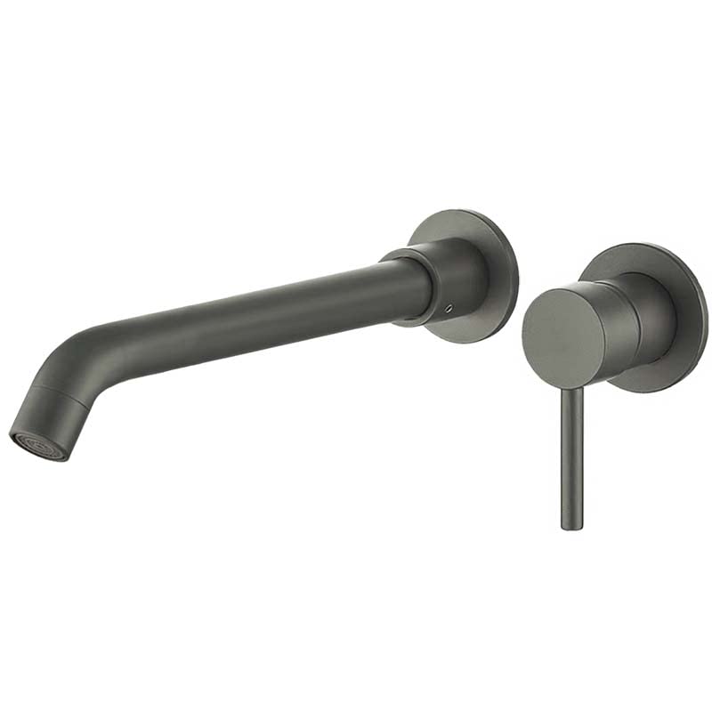 VALAZ - Grifo lavabo empotrado redondo monomando gun metal caño 26 cm serie Guadiana