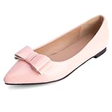  Gicoiz Mariage Plates Chaussures Cuir Verni Bride Pointu Chaussures A Enfiler Bureau Travail Ballerina Femme Fête Ballerine Dancing Bowknot Plates Chaussures Comfy Rose Taille 46 EU-48Cn