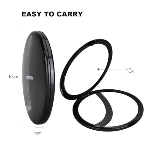 deweisn Magnifying Compact Cosmetic Mirror Elegant Pocket Handheld Makeup Mirror with Powerful 10x Magnification and 1x True View Mirror for Travel or Your Purse - Thumbnail 3