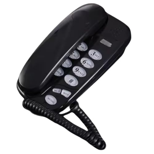 Harewtwy Teléfono Fijo con Cable y Teclas Grandes -580, Luz de Llamada, Remarcación y Pausa. Compatible con Montaje en Pared o Escritorio.