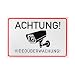 Aufkleber Set "Achtung! Videoüberwachung!", 2 Stück, 15 x 10 cm, selbstklebende Folie, Sticker zum Kleben für Innen- und Außenbereich, Video Überwachung Hinweisfolie, Kamera Video Warnhinweis Schild