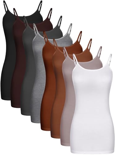 Image of Geyoga Long Tank Tops for Women, Long Camisoles Workout Tops Adjustable Spaghetti Strap Women's Camis Undershirts