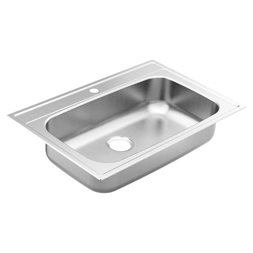 Moen-33X22X7-Stainless-Steel-18-Gauge-Single-Bowl-Drop-In-Kitchen-Sink-GS181631BQ Moen 33X22X7 Stainless Steel 18 Gauge Single Bowl Drop In Kitchen Sink GS181631BQ