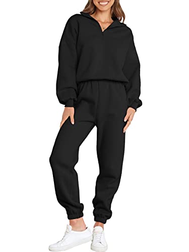 Prinbara Womens Oversized Half Zip Pullover Long Sleeve Sweatshirt Jogger Pants Lounge Sets Teen Girls 2 Piece Outfits Sweatsuit With Pockets Fall Y2K Clothes 7Pa76-Heise-S #TOP26