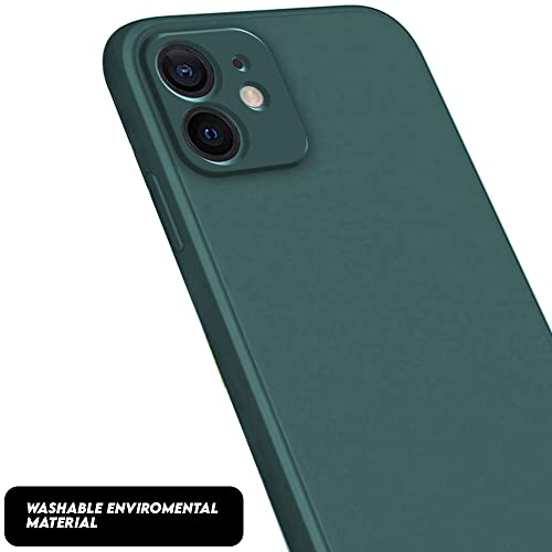 Image of Back Case Cover for iPhone 12 Mini Back Cover Case Camera Protection Soft Liquid Silicone Protective Back Cover Designed for iPhone 12 Mini (Green)