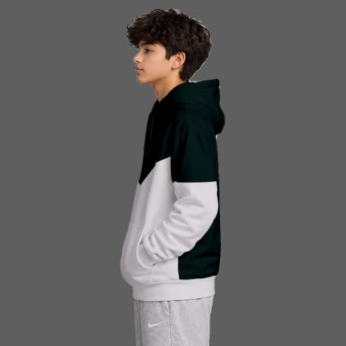 Image of Viitor Boys Hooded Neck Sweatshirt | Soft Cotton Fleece Blend Full Sleeve Zipper Hoodie for Kids & Teens Dark Green