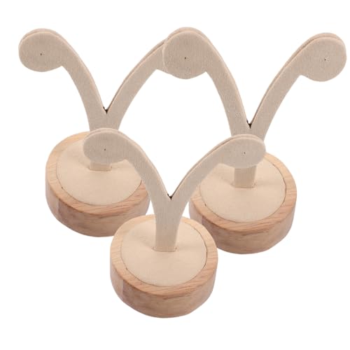 PRETYZOOM 3 Piezas Estante De Almacenamiento De Pendientes Patas Arete Espectáculo Pararse Divisores Mostrar Cinturón Caja Organizadora Organizador De Joyas Beige De Madera
