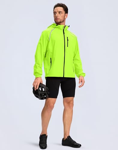 Image of Bikewa Men's Cycling Rain Jackets Waterproof Running Bike Windbreaker Lightweight Packable Hooded Jacket