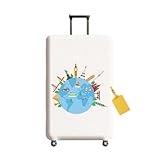 FANSU Funda para Maletas de Viaje Elástica con Estampado Cabina Cubierta de Equipaje Lavabile Espesar Antipolvo Anti-rasguños Grande Funda Protectora para Maletas (S(18-21 in),Blanco)