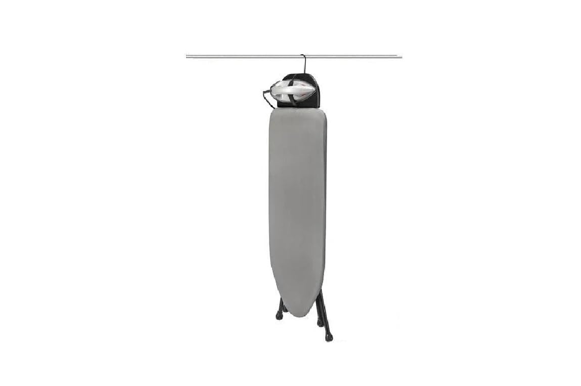 HOLITY Asse da stiro pieghevole per hotel con ferro a secco, Nero E Argento, Acciaio, 1330mm x 400mm (sospeso), 1005mm x 400mm (superficie da stiro), Potenza:220-240V,50/60Hz, 1100W