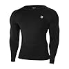 Runhit Men's Black Compression Long Sleeve T Shirt, UPF 50+ Quick Dry Sport Base Layer Tops, Mens Football Underlayer for Running Gym Cycling Golf Training XL