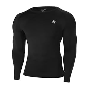 Runhit Men’s Compression Base Layer Long Sleeve Top, UPF 50+ Quick Dry Sports Undershirt for Running Gym Cycling Football Golf Training