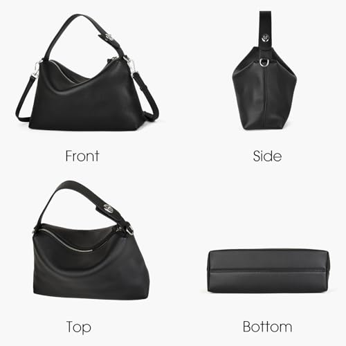 Image of DONNAIN Premium Full-Grained Leather Crossbody Bags for Women, Slouchy Shoulder Bag with Adjustable Strap and Tote Handbag