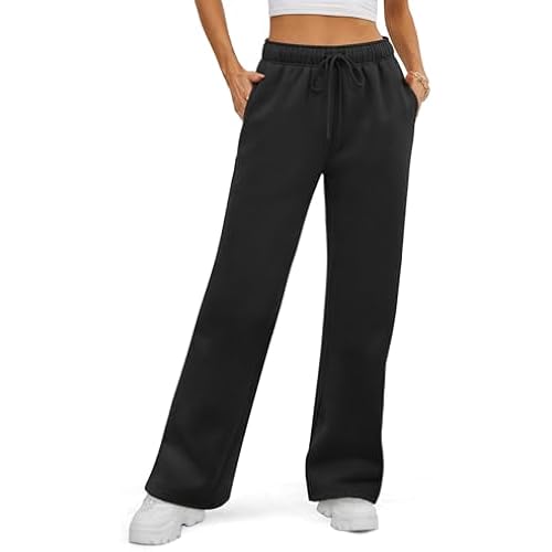 ATHMILE Womens Sweatpants Fleece Wide Leg Lined Baggy Lounge Sweat Pants
