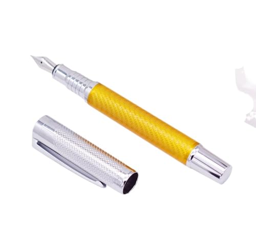 Stylo plume écriture bureau en fibre de carbone jaune pointe moyenne 0,7 mm