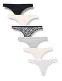 Amazon Essentials Women's Breathable Cotton Thong Underwear, Pack of 6, Multicolor/Ditsy Floral/Dots, XX-Large