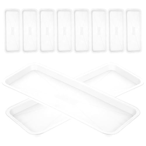 Plateau rectangulaire plastique blanc pour pot de fleurs réutilisable