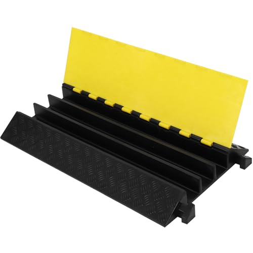 3 Large Channel Rubber Cable Ramp Cable Protector Ramps, 28000 Lbs Load Capacity Heavy Duty Traffic Speed Bump Cable Cord Cover Ramp Wire Hose Protective for Driveway Indoor Outdoor, 1 Pack