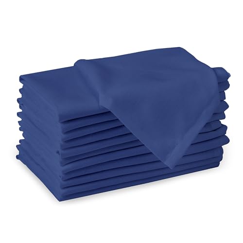 Image of Encasa XO Cotton Napkins for Dining Table | Set of 12, Size 43x43 cm | Machine Washable Reusable Table Napkin, Soft & Absorbent, Elegant Table Decor for Kitchen, Hotels, Party - Cobalt Blue