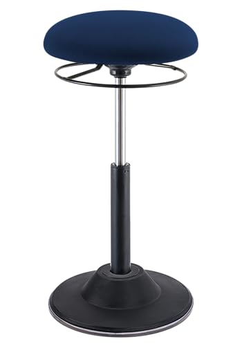 Image of KORE Design Office Adjustable Pivot Stool Round Seat, Ergonomic Home Office Chair, Comfortable Adult Wobble Computer Desk Chairs, Ideal for Active Sitting, Work, Study, 22 inch-30 inch, Blue Fabric