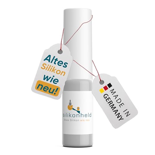 Genial - Altes Silikon wie neu - Silikonstift/Silikonfarbe Fugenweiß zum Schutz vor Vergilbung und Schmutz, Silikonentferner überflüssig - Neue Fugen Silikon (lichtgrau, 1)