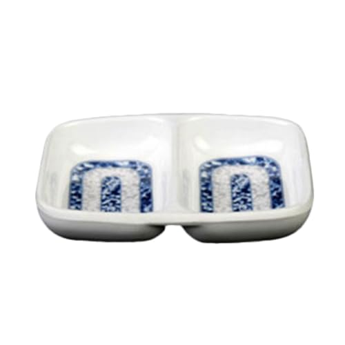 1102DL Twin Sauce Dish, 2 oz., 3-3/8" x 2-3/4", 2-Wells, Rectangular, Break-Resistant, Dishwasher Safe, BPA Free, Melamine, Blue Dragon, NSF, Pack of 12