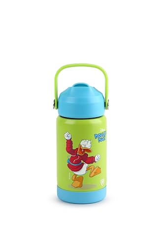 CELLO Kidzbee Gen Alpha Insulated Stainless Steel Kids Water Bottle 370 ml | 3D Donald Duck Touch & Feel Design Leakproof Lightweight Easy to Carry Hot and Cold Flask Kids Water Bottle for School