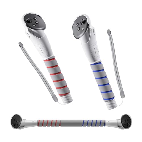 3 in 1 Upgraded VR Dual Long Stick Handle Extension Game Grips Handle Attachment for Meta/Oculus Quest 2 Controller Grips (Q11-Quest 3)