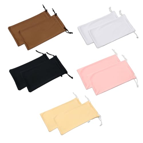 WeddHuis 10 Pezzi Custodia Morbida per Occhiali in Microfibra Sacchetto Portaocchiali per Occhiali da Sole e Gioielli per Uomo e Donna