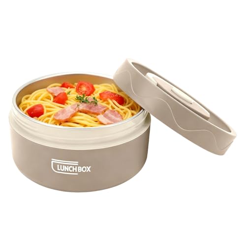 Hapivida Food Thermo, 440ml 304 Stainless Steel Double Layer Soup Container Portable Round Shape Insulated Lunch Food Jar Wide Mouth Bento Box for Work, School, Outdoor Dining(Insulated-Coffee)