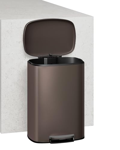 Set combo de dos canecas de basura de acero inoxidable, 13.2 y 2.6 gal miniatura 6