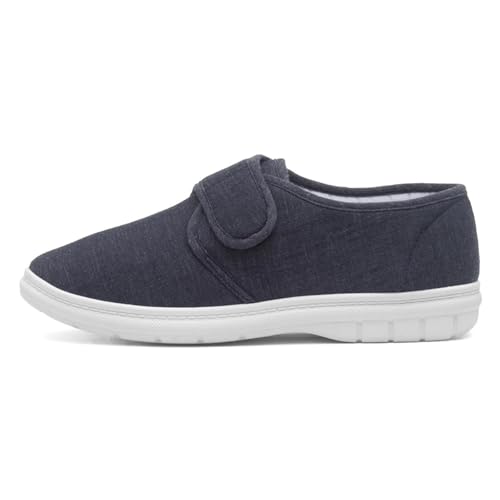 Hobos Men's Navy Easy Fasten Full Canvas Shoe - Size 9 UK - Blue