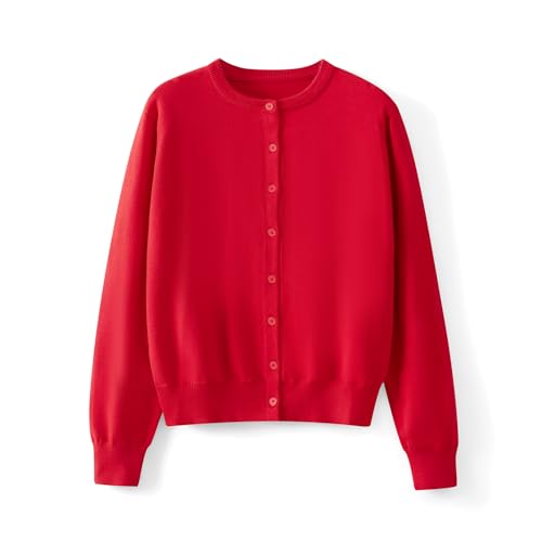 Image of Women's Y2K Lightweight Button Down Long Sleeve Casual Crew Neck Soft Knit Fall Cardigan Sweater Tops