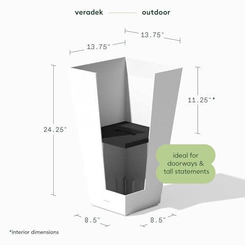 Image of Veradek Pure Series Taper Planter - Tall Tapered Outdoor Planter with Shelf