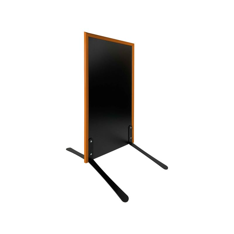 Panneau trottoir avec cadre orange sur piétement noir effet ressorts - Dimensions 105 x 56 cm