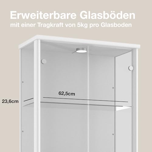 Vitrine K-Möbel 2-türig (176x67x33cm) mit LED-Beleuchtung