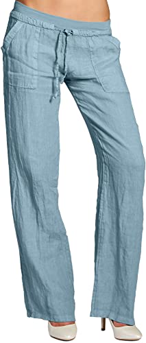 CASPAR KHS025 - Pantaloni da donna in lino blu