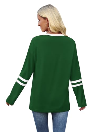 Image of Sampeel Long Sleeve Shirts for Women Color Block Casual Tops Fall Outfits 2026 Basic Tees Trendy Spring Clothes